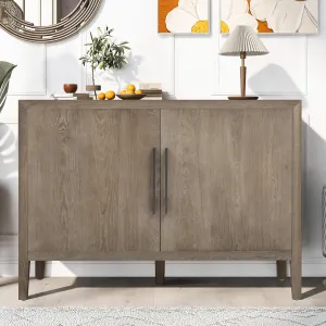 Merax Modern Wood Buffet Sideboard with 2 Doors, Farmhouse Storge Cabinet Console Table for Living Room Dinning Room Hallway Beige