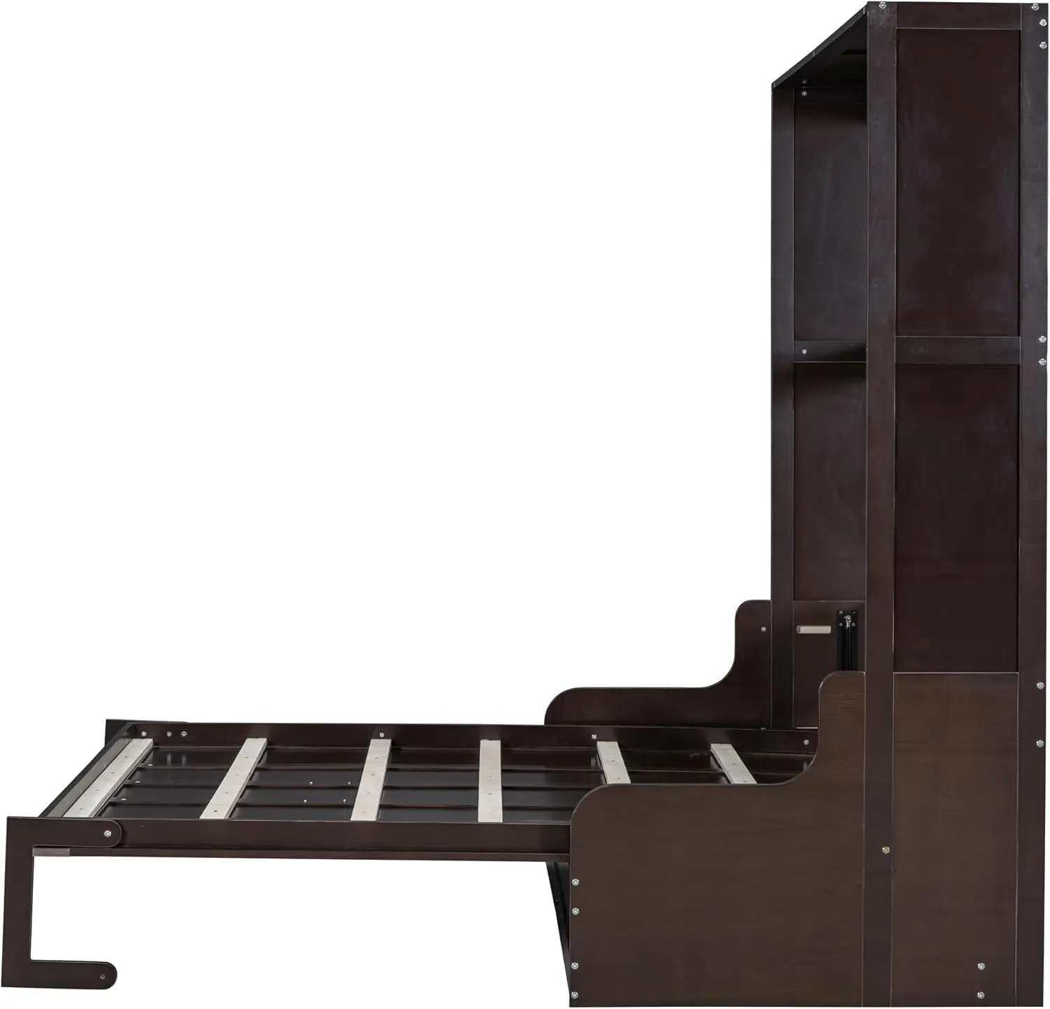 Merax Queen Size Murphy Bed, Wooden Queen Murphy Bed Wall Bed with Sofa and Cushion, Espresso