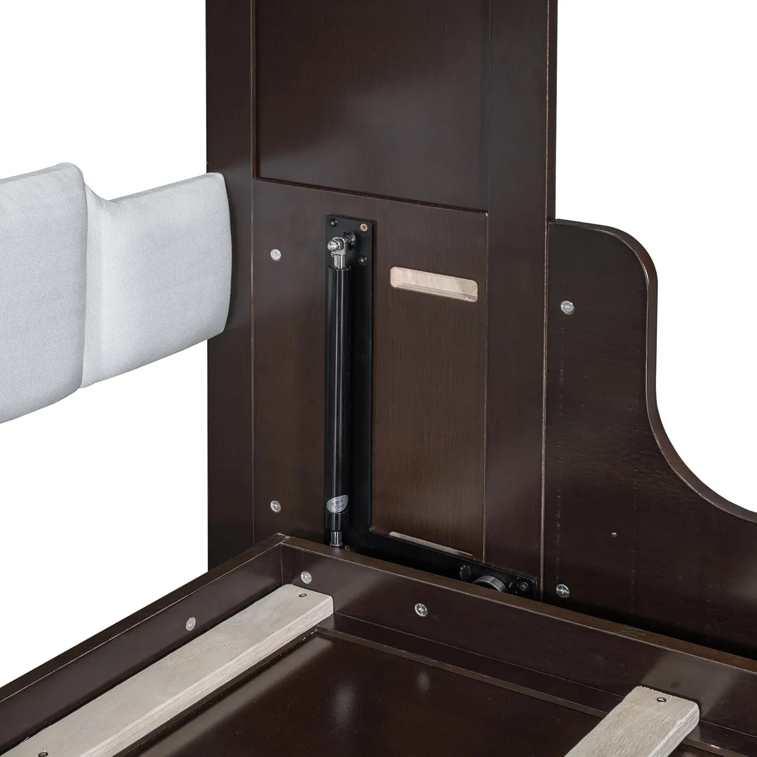 Merax Queen Size Murphy Bed, Wooden Queen Murphy Bed Wall Bed with Sofa and Cushion, Espresso