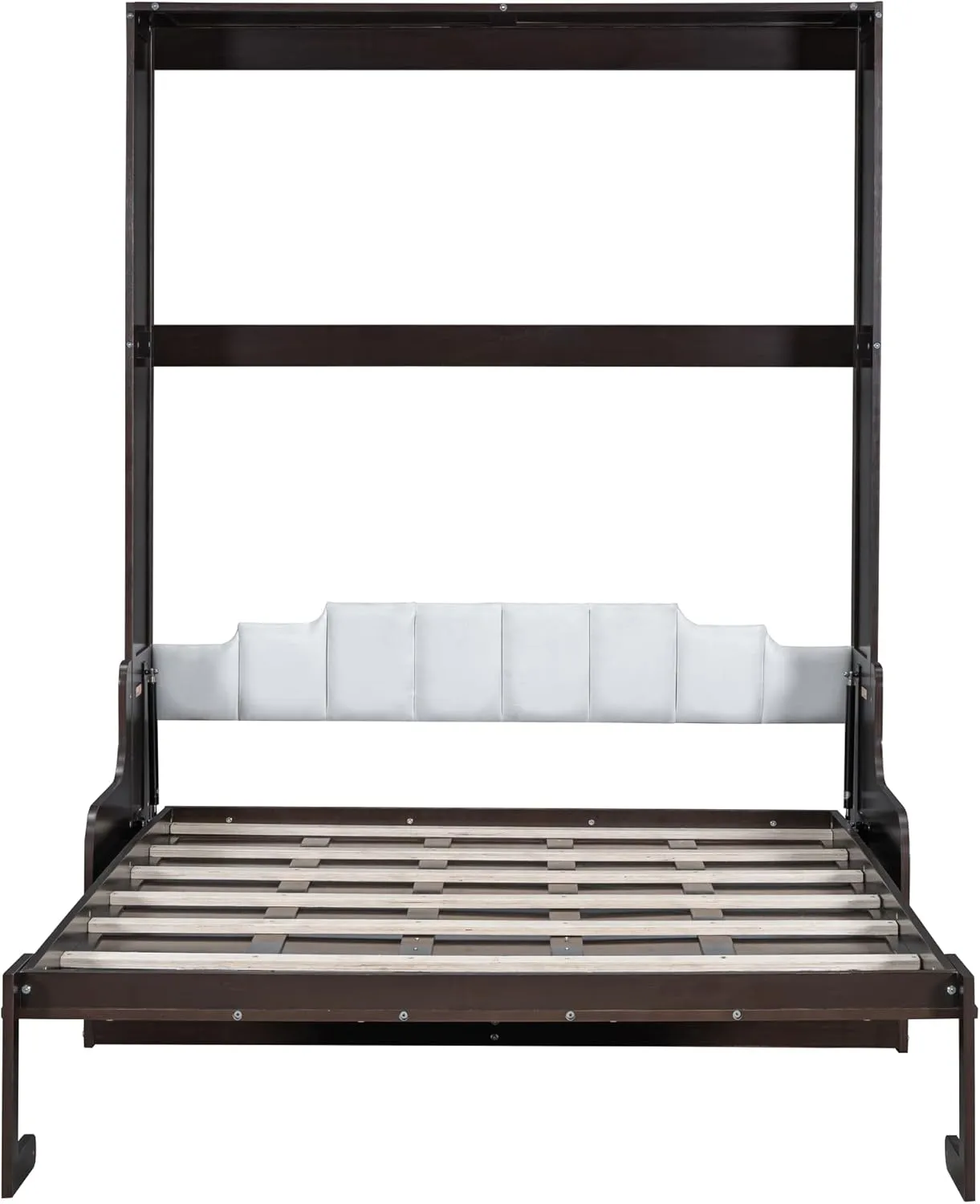 Merax Queen Size Murphy Bed, Wooden Queen Murphy Bed Wall Bed with Sofa and Cushion, Espresso