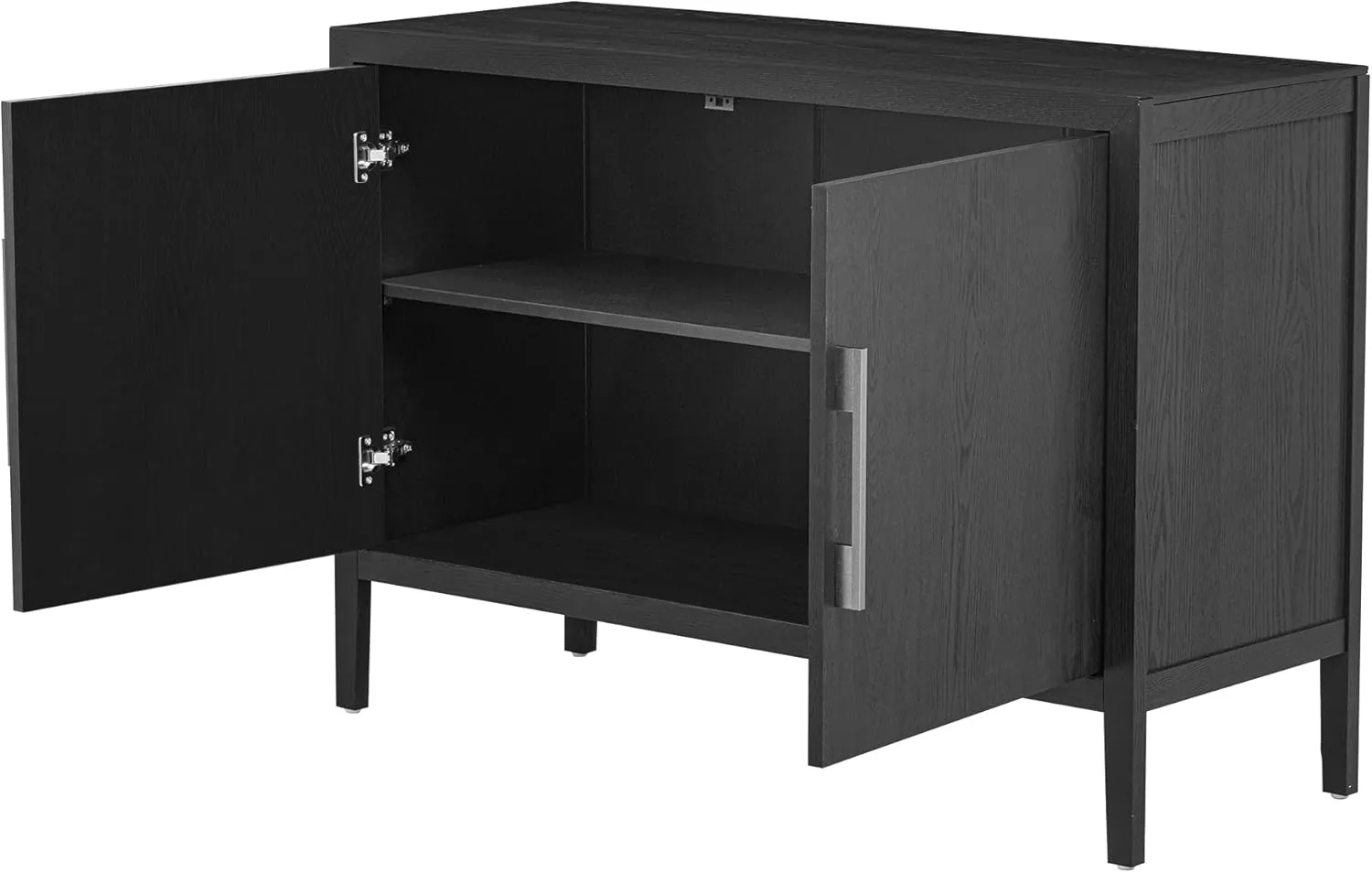 Merax Wood Farmhouse Buffet Sideboard with Metal Handles and 2 Doors, Coffee Bar Storge Cabinet Console Table for Living Room Bedroom Kitchen Hallway Black