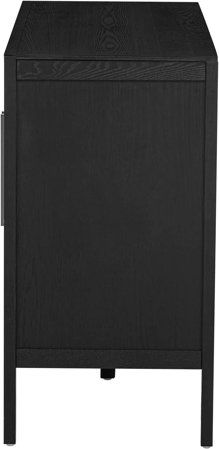 Merax Wood Farmhouse Buffet Sideboard with Metal Handles and 2 Doors, Coffee Bar Storge Cabinet Console Table for Living Room Bedroom Kitchen Hallway Black