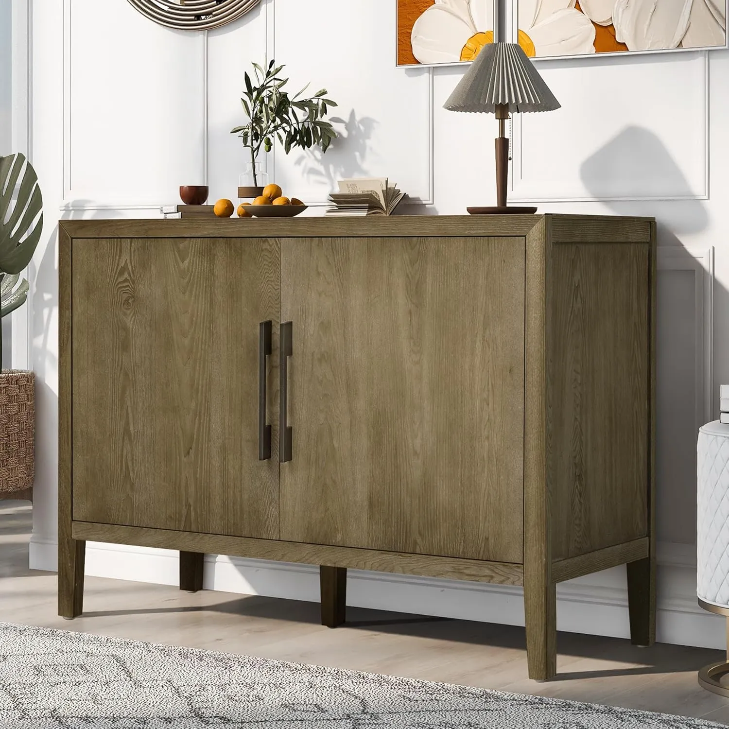 Merax Wood Farmhouse Buffet Sideboard with Metal Handles and 2 Doors, Coffee Bar Storge Cabinet Console Table for Living Room, Bedroom Kitchen, Hallway Espresso
