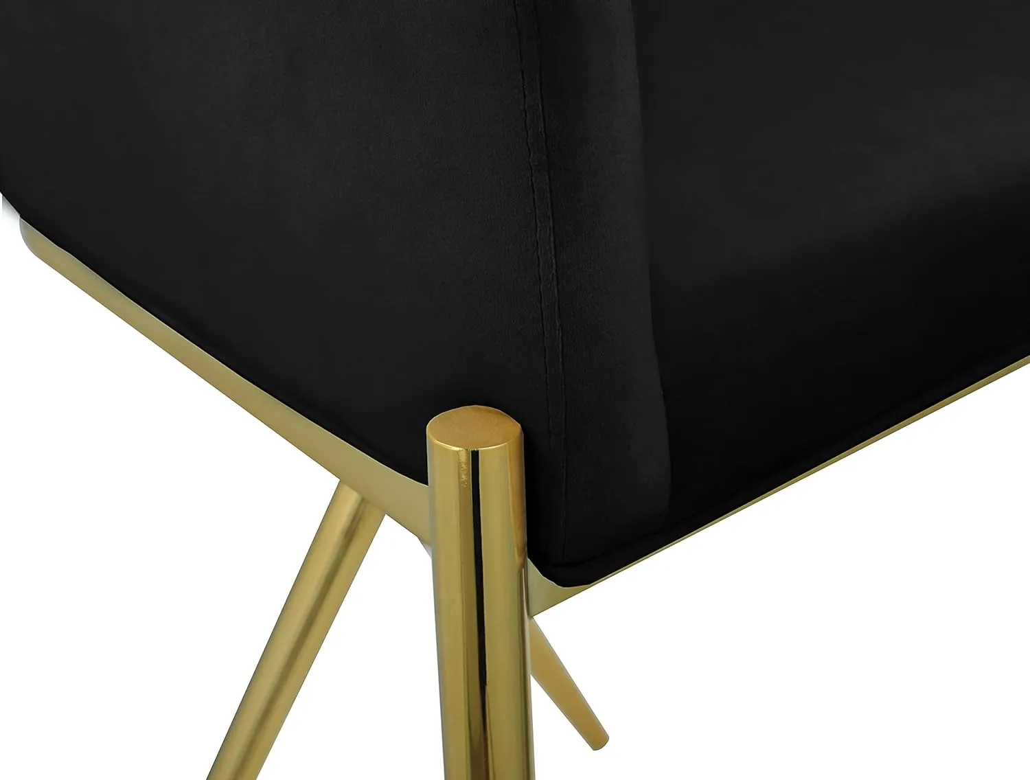 Meridian Furniture 867Black-C Xavier Collection Velvet Upholstered Counter Stool with Sturdy Gold Metal Legs, Black, 23.5" W x 22.5" D x 38" H