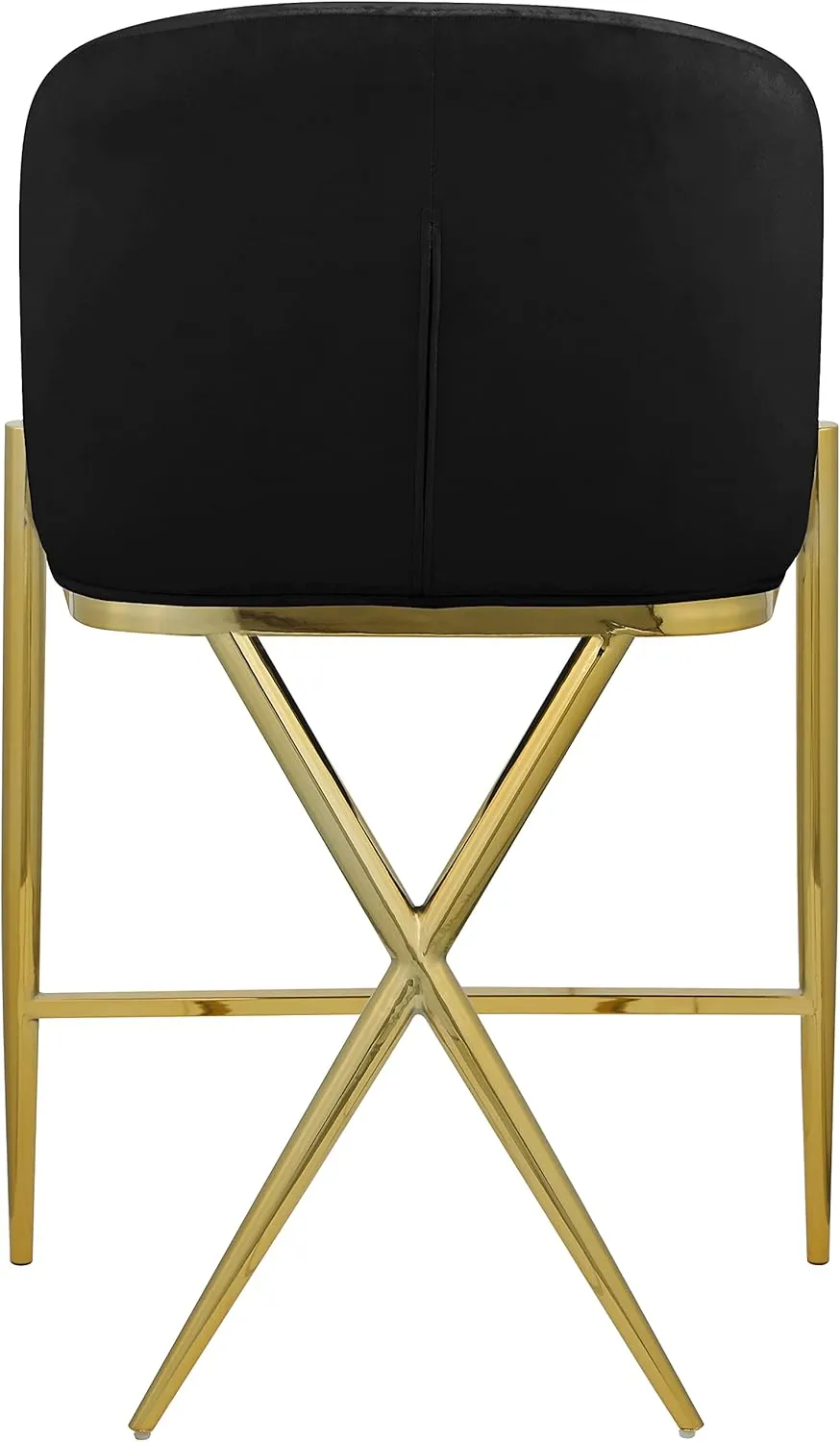 Meridian Furniture 867Black-C Xavier Collection Velvet Upholstered Counter Stool with Sturdy Gold Metal Legs, Black, 23.5" W x 22.5" D x 38" H