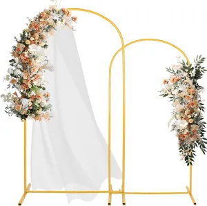Metal Arch Backdrop Stand 7.2FT, 6FT Set of 2 Gold Metal Wedding Arch Stand Balloon Arch Frame for Wedding Ceremony Baby Shower Birthday Party Graduation Decoration