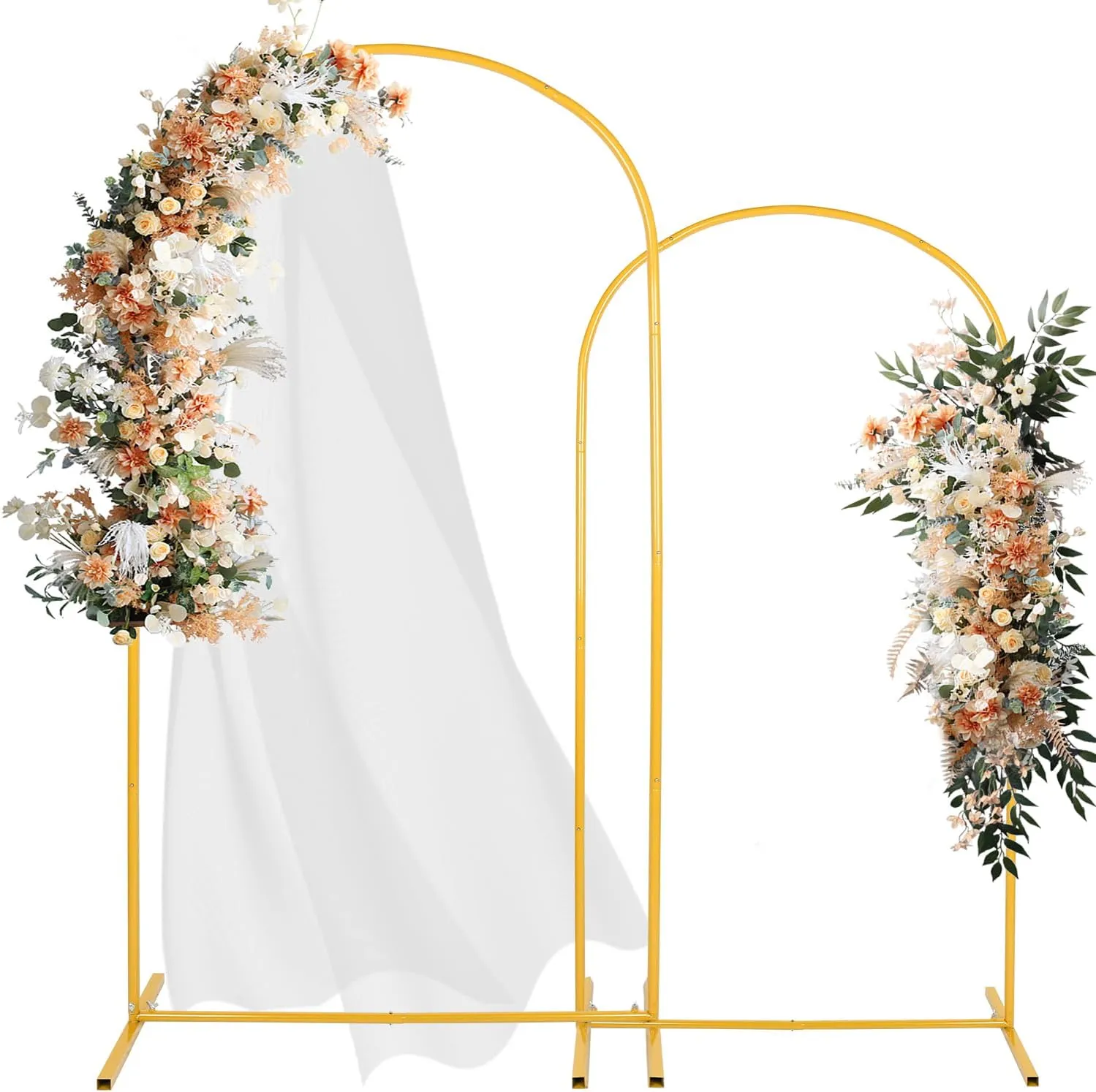 Metal Arch Backdrop Stand 7.2FT, 6FT Set of 2 Gold Metal Wedding Arch Stand Balloon Arch Frame for Wedding Ceremony Baby Shower Birthday Party Graduation Decoration