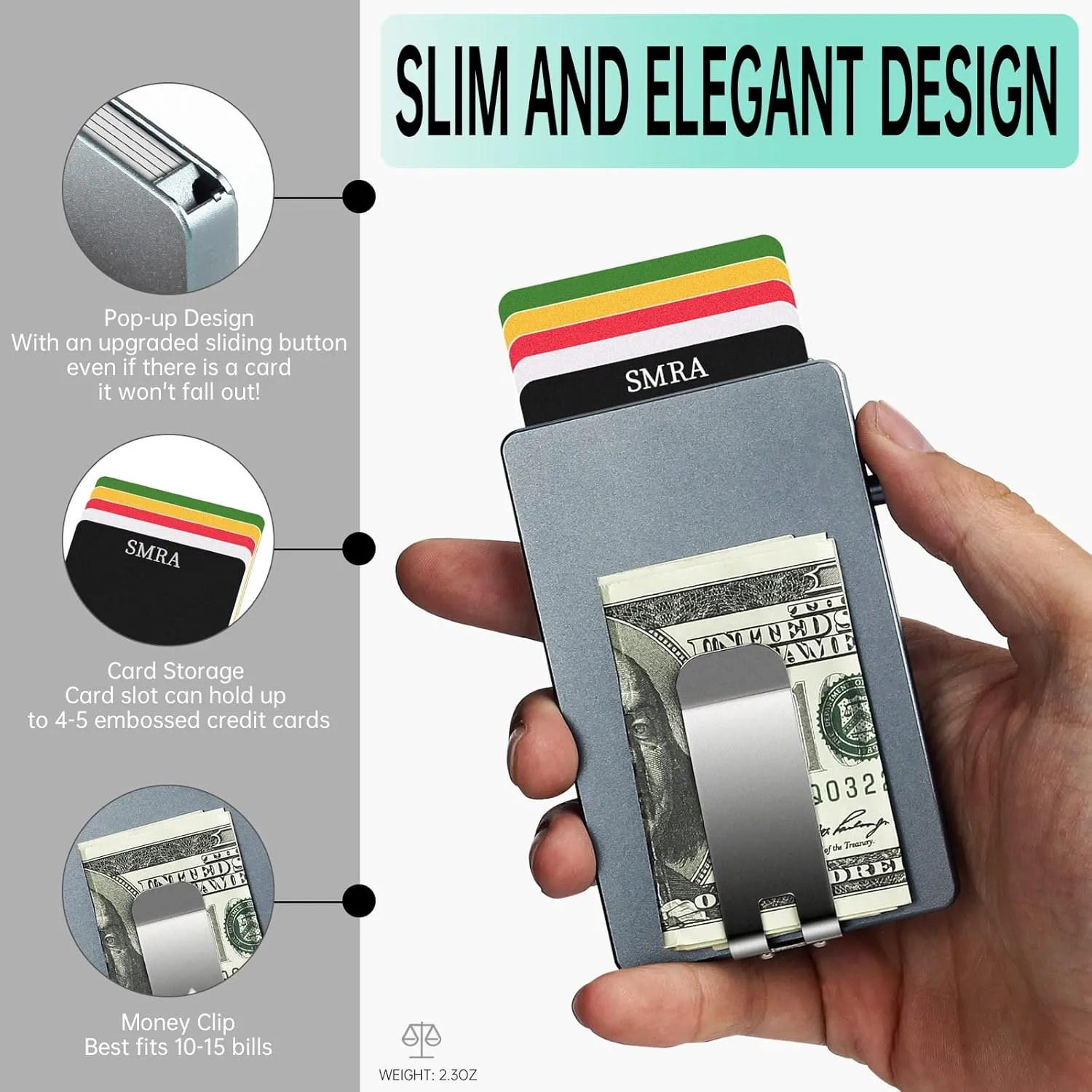 Metal Card Holder for Magsafe Wallet,Metal Magnetic Card Wallet for Men,Slim Card Case with Money Clip,Compatible with iPhone 16/15/14/13/12 Series (Magnetic Ring Included)