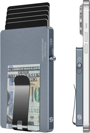 Metal Card Holder for Magsafe Wallet,Metal Magnetic Card Wallet for Men,Slim Card Case with Money Clip,Compatible with iPhone 16/15/14/13/12 Series (Magnetic Ring Included)