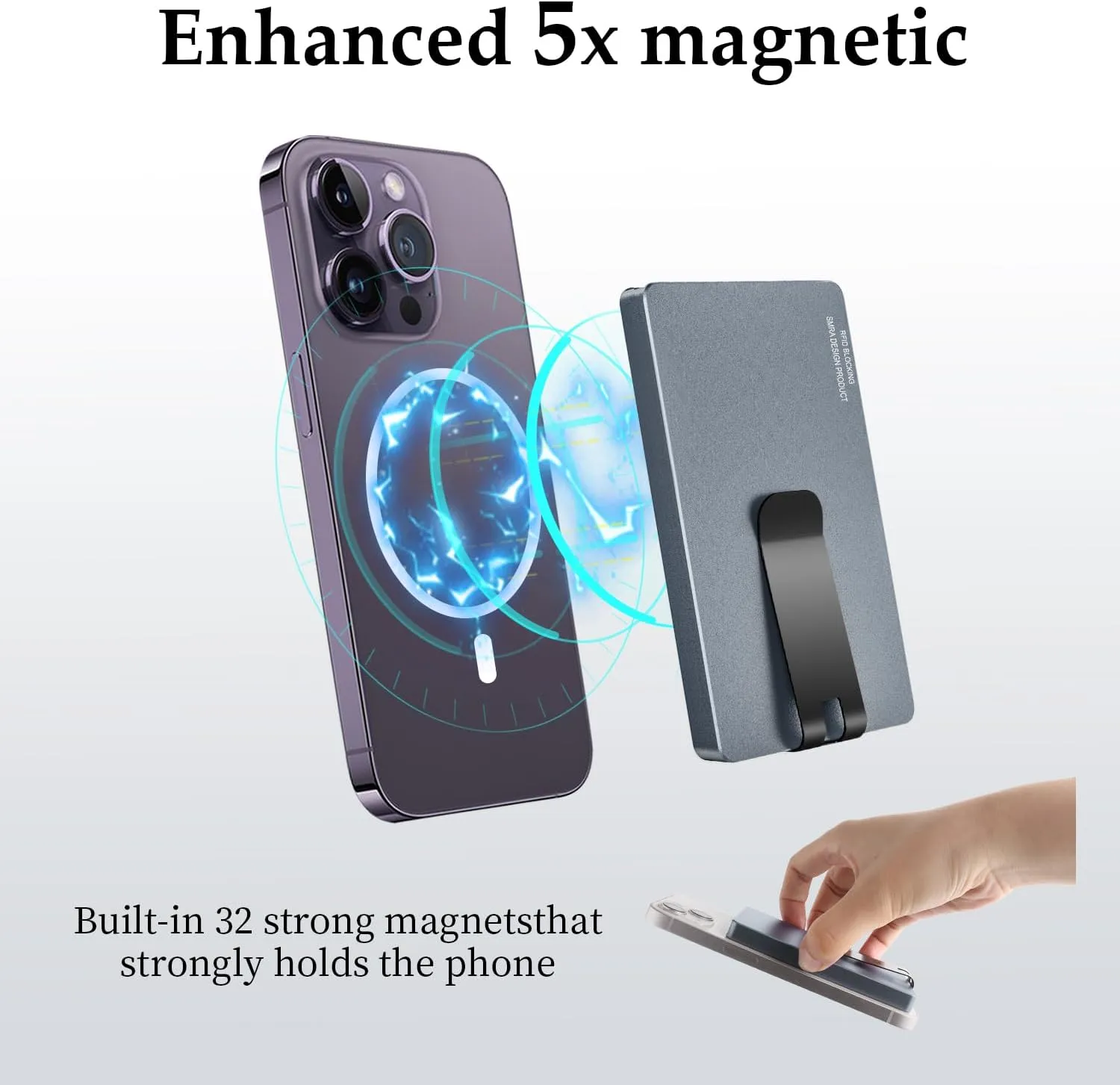 Metal Card Holder for Magsafe Wallet,Metal Magnetic Card Wallet for Men,Slim Card Case with Money Clip,Compatible with iPhone 16/15/14/13/12 Series (Magnetic Ring Included)