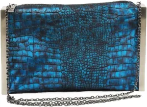Metallic Alligator Print with Metal Frame Clutch Bag