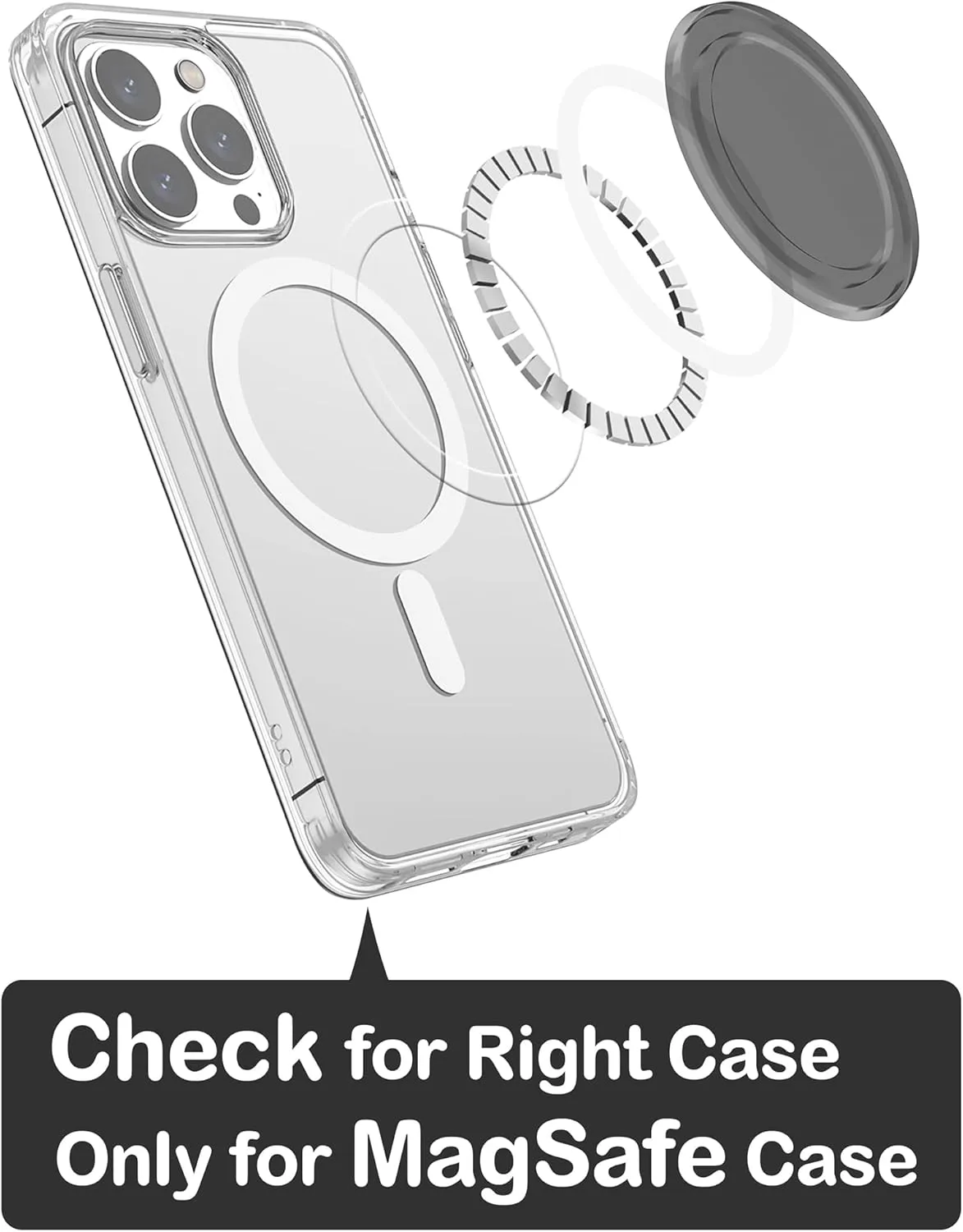 metisinno Magnetic Base Compatible with PopSocket Phone Grips and iPhone MagSafe Cases, Black Translucent