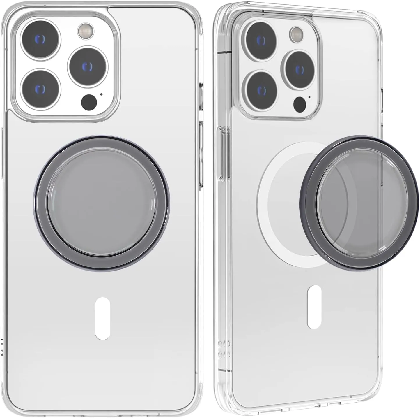 metisinno Magnetic Base Compatible with PopSocket Phone Grips and iPhone MagSafe Cases, Black Translucent