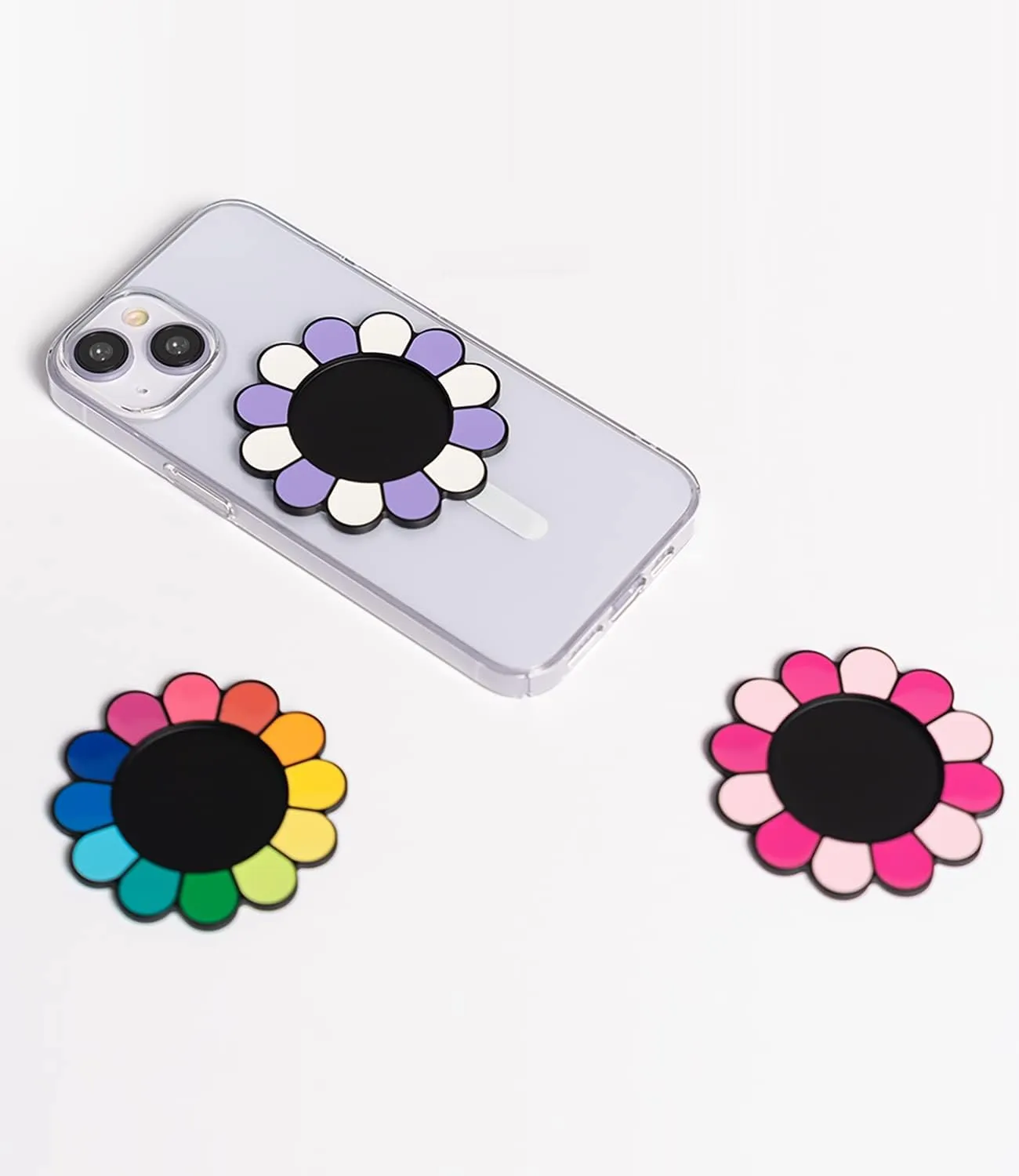 metisinno Magnetic Base Compatible with PopSocket Phone Grips and iPhone MagSafe Cases, Pink & Neon Pink Sunflower Pattern