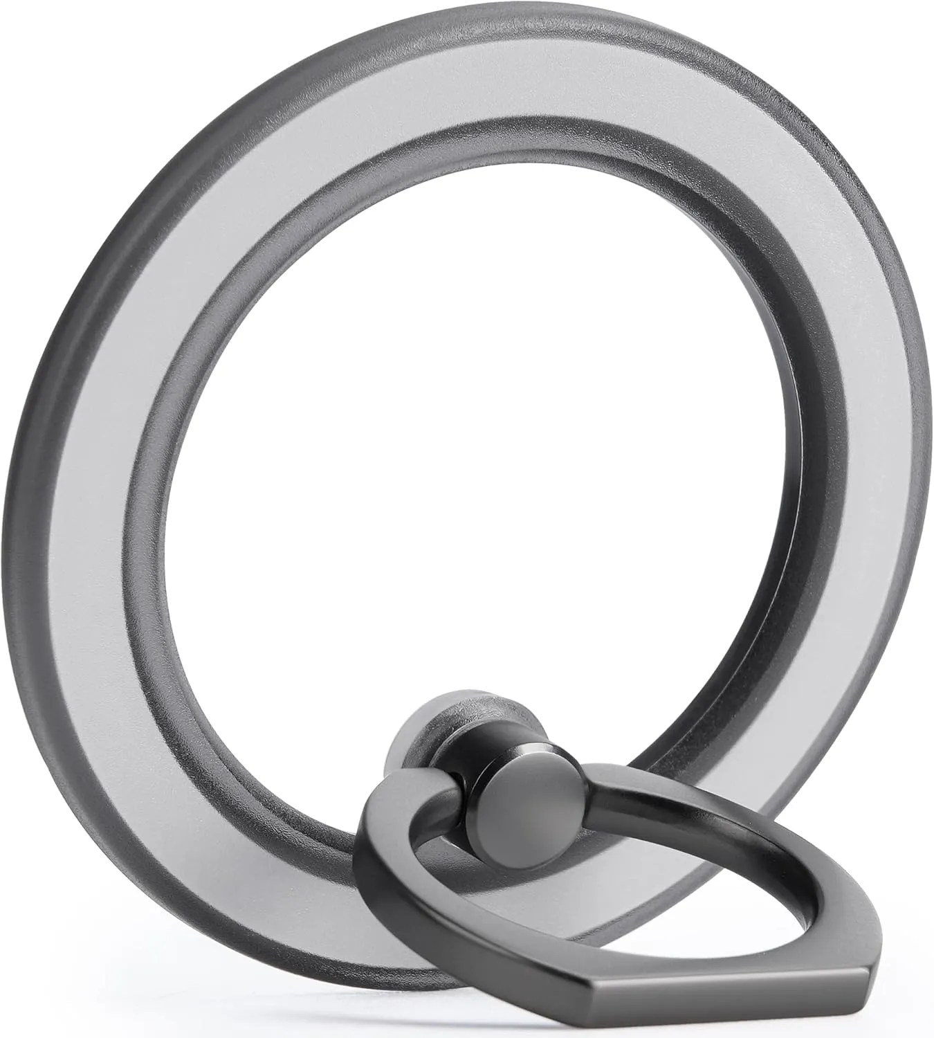 metisinno Magnetic Phone Ring Holder for iPhone 16 15 14 13 12 Magsafe Case - Magnetic Phone Grip - Adjustable Phone Finger Ring Grip - Remove for Wireless Charging Compatible - Black Translucent