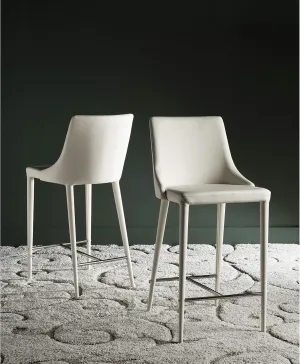 Mid-Century Dining 26-inch Buttercream Counter Stool (Set of 2) Cream Mid-Century Modern Bonded Leather Iron Metal Finish