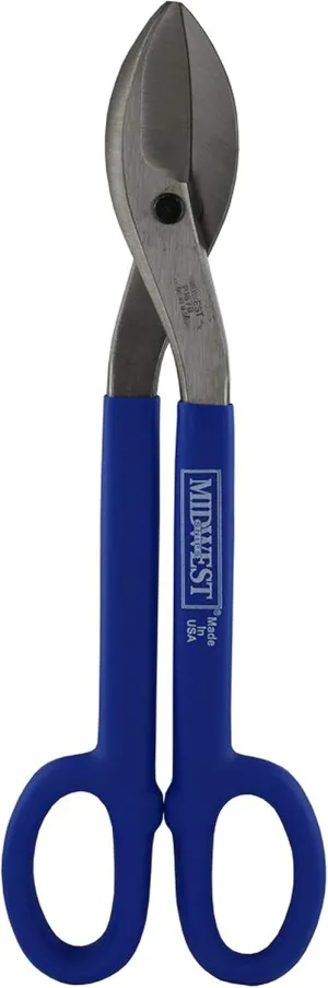 MIDWEST Bulldog Tinner Snip - 16-Inch Straight/Wide Curved Metal Cutter with Forged Blades & Kush'n-Kote Grips - MWT-167B