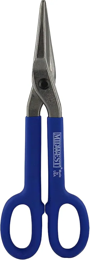 MIDWEST Duckbill Tinner Snip - 12-Inch Straight/Tight Curved Metal Cutter with Forged Blades & Kush'n-Kote Grips - MWT-127D