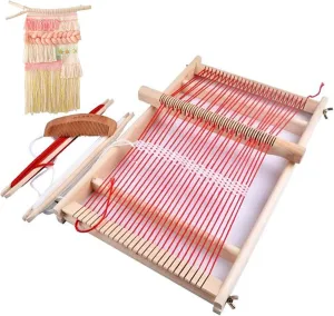 MIKIMIQI Wooden Multi-Craft Weaving Loom Large Frame 9.85 x 15.75 x 1.3inches to Handcraft for Kids