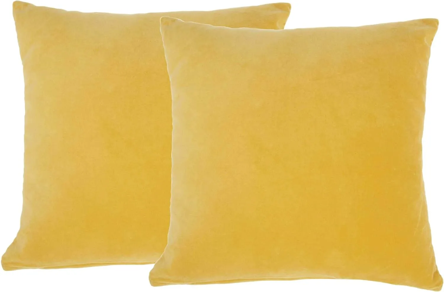 Mina Victory SS999 Pack of 2 Life Styles Velvet Yellow Throw Pillow Cover Set 16" x 16", 2 Pieces, 16"x16"