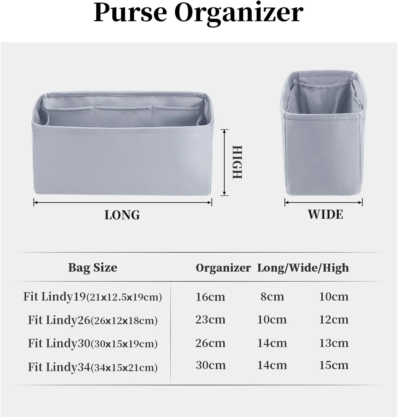 Mini Lindy Bag Insert, Bag Storage with Silky Satins Material, Lightweight Inner Bag Compatible with Lindy 19 Bag Storage, Handbag Insert with Pockets (Blue Pale, Lindy19)