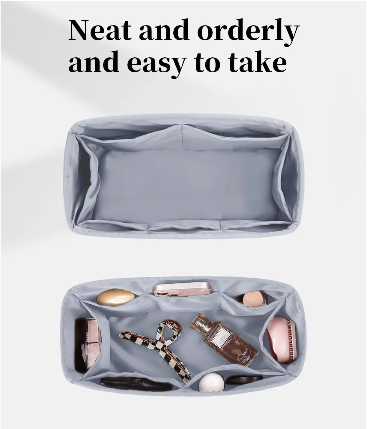 Mini Lindy Bag Insert, Bag Storage with Silky Satins Material, Lightweight Inner Bag Compatible with Lindy 19 Bag Storage, Handbag Insert with Pockets (Blue Pale, Lindy19)