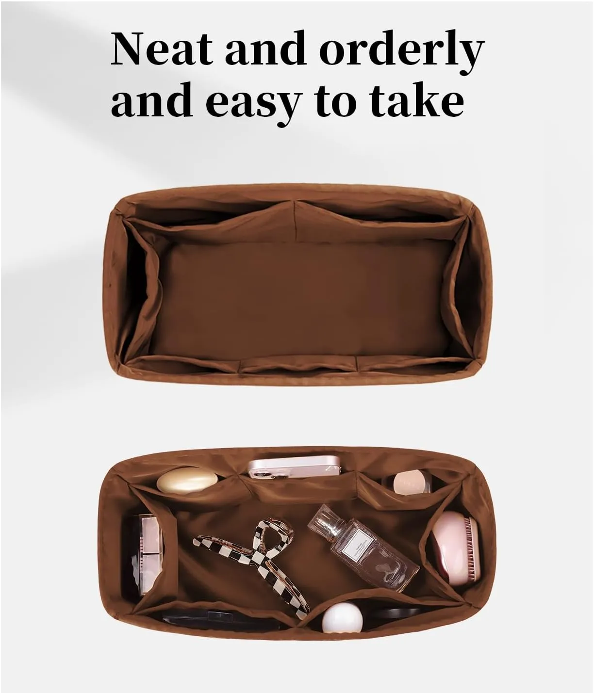Mini Lindy Bag Insert, Luxury Bags Storage with Silk, Lightweight Inner Bag Compatible with Lindy 19 Bags, Multiple Pockets Large Capacity(Gold, Lindy19)
