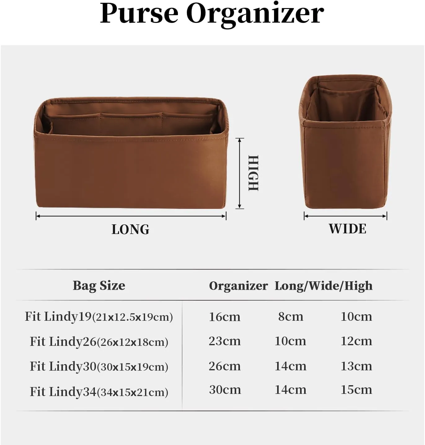 Mini Lindy Bag Insert, Luxury Bags Storage with Silk, Lightweight Inner Bag Compatible with Lindy 19 Bags, Multiple Pockets Large Capacity(Gold, Lindy19)