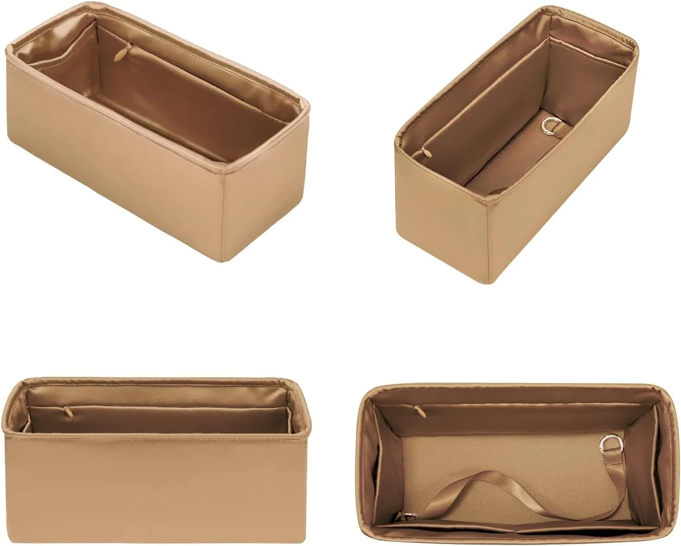 Mini Lindy Bag Insert with Zipper, Purse Organizer Insert Compatible with Hermes Lindy Bag, Lightweight and Silky Smooth, Bag Insert for Lindy 19 (Mini LD19, Champagne)