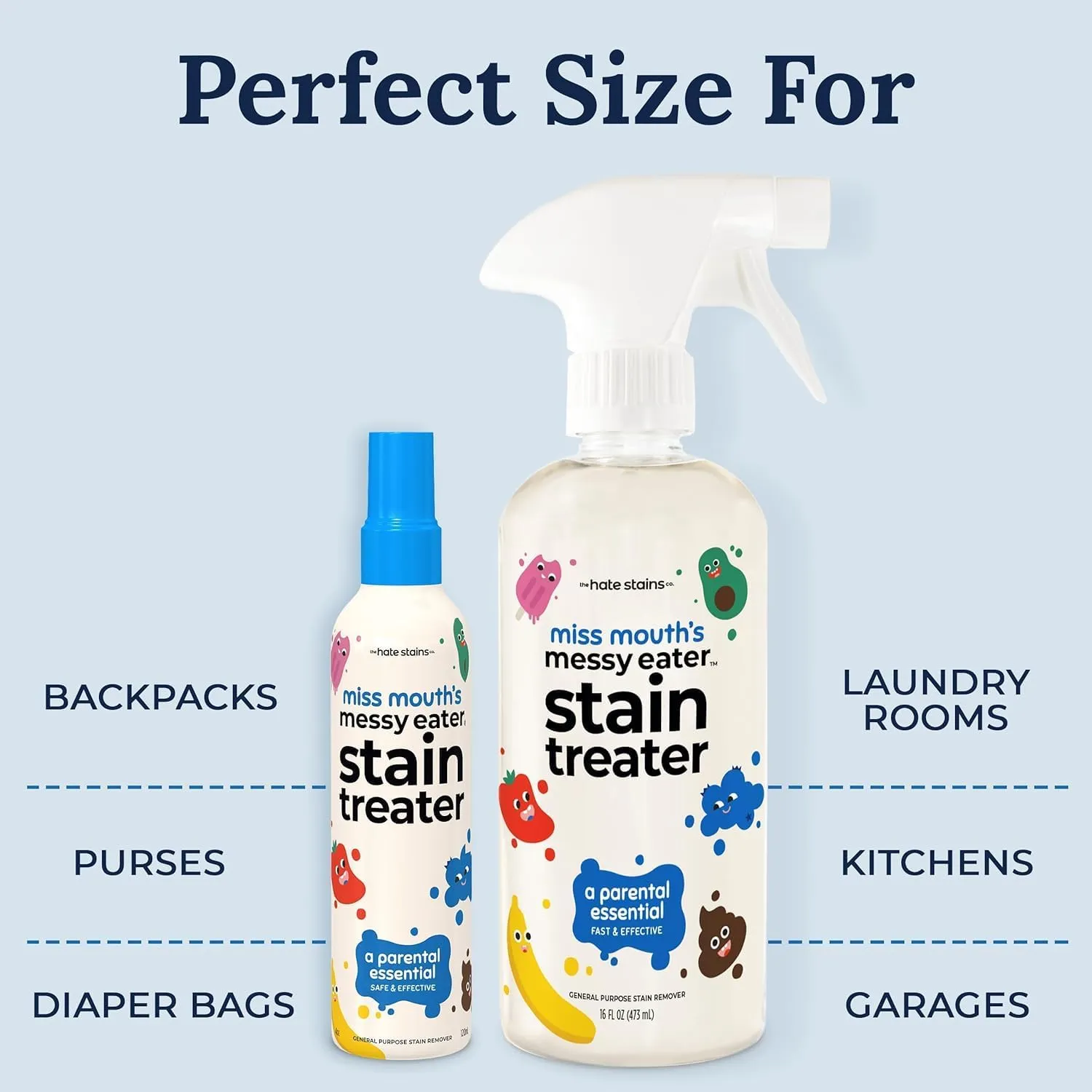Miss Mouth’s Messy Eater Stain Treater Double Trouble Bundle - 2-Pack of 16oz Stain Remover - Newborn & Baby Essentials - No Dry Cleaning Food, Grease, Coffee Off Laundry, Underwear, Fabric