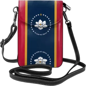 Mississippi State Flag Small Phone Wallet - Versatile everyday shoulder and crossbody bag with adjustable strap and card slots