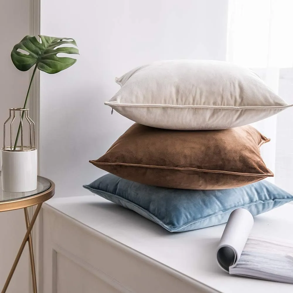 MIULEE Pack of 2 Decorative Velvet Throw Pillow Cover Soft Pillowcase Solid Square Cushion Case for Sofa Bedroom Car 20x20 Inch 50x50 Cm Chocolate