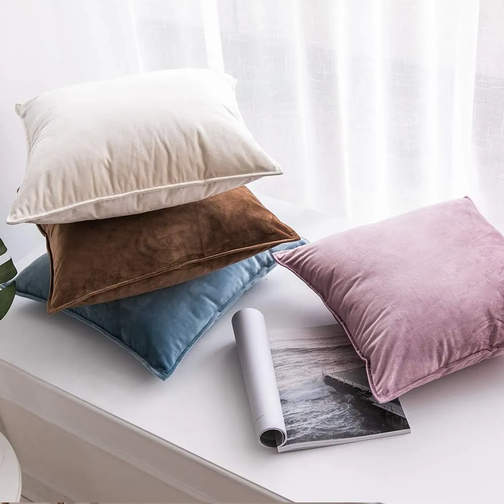MIULEE Pack of 2 Decorative Velvet Throw Pillow Cover Soft Pillowcase Solid Square Cushion Case for Sofa Bedroom Car 20x20 Inch 50x50 Cm Chocolate