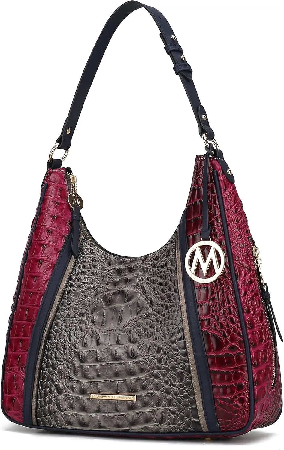 MKF Collection Hobo Bag for Women's - Crocodile Embossed Vegan Leather Top Handle Shoulder Handbag Purse