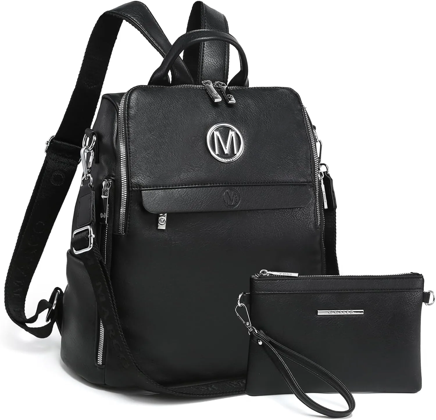 MKP Women Fashion Backpack Purse PU Leather Convertible Medium Ladies Rucksack Travel Shoulder Bags Handbag and Purse 2Pcs
