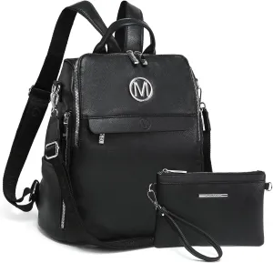 MKP Women Fashion Backpack Purse PU Leather Convertible Medium Ladies Rucksack Travel Shoulder Bags Handbag and Purse 2Pcs