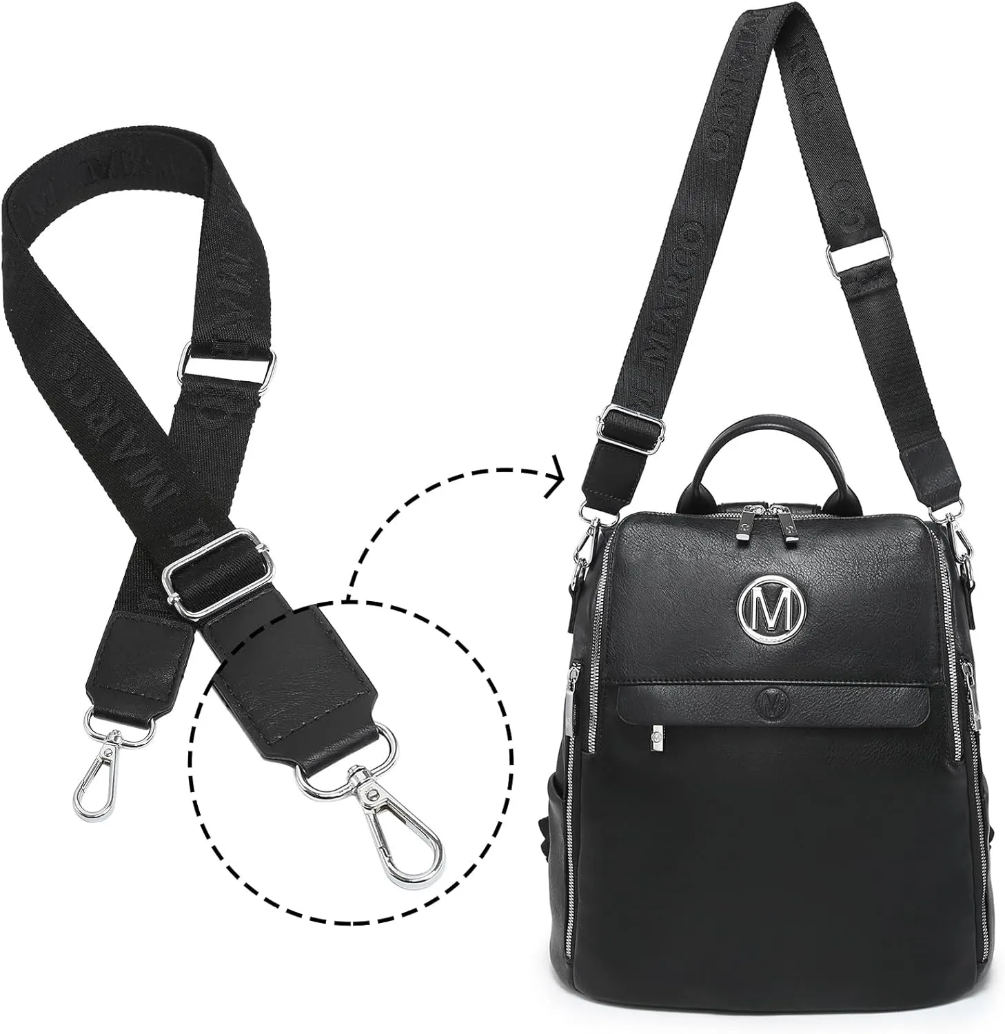 MKP Women Fashion Backpack Purse PU Leather Convertible Medium Ladies Rucksack Travel Shoulder Bags Handbag and Purse 2Pcs