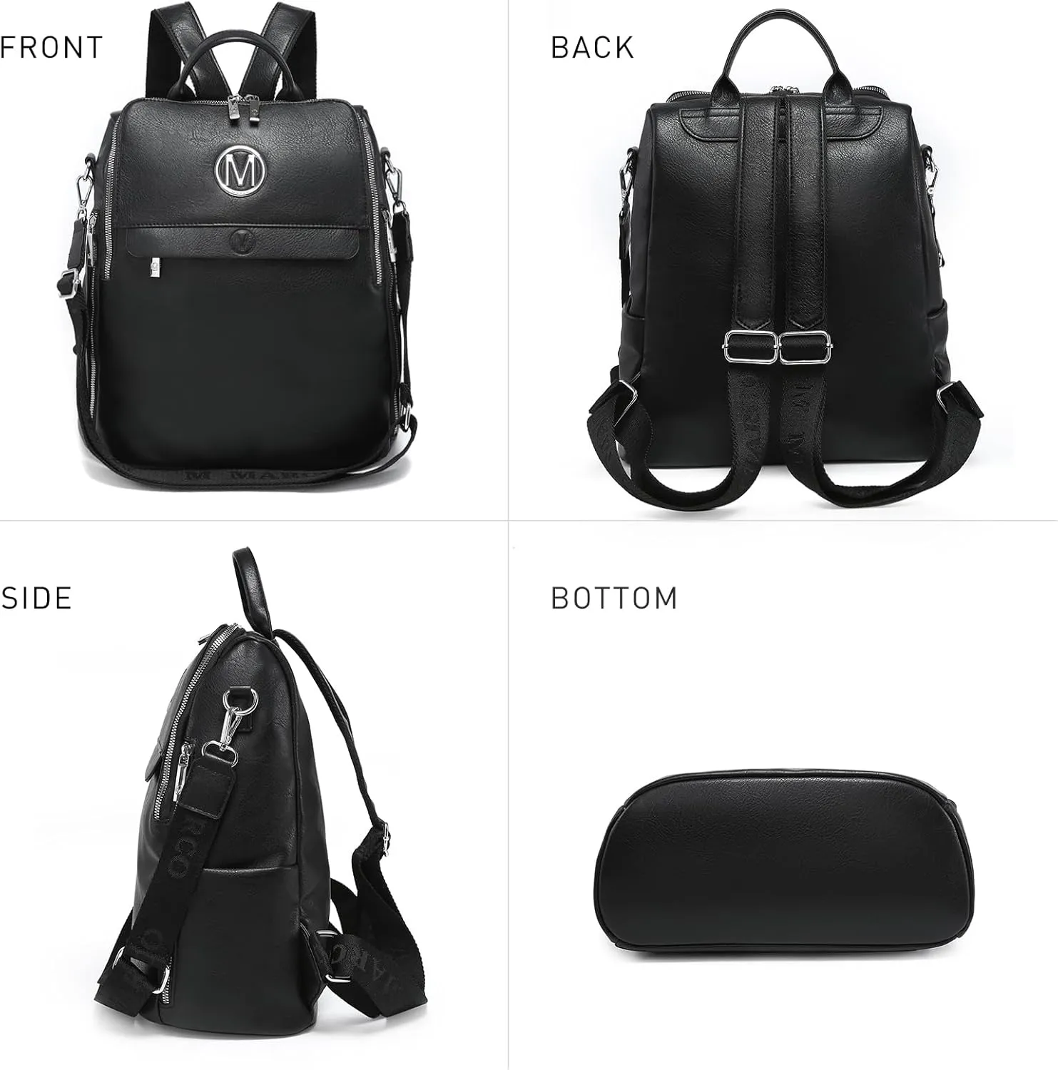 MKP Women Fashion Backpack Purse PU Leather Convertible Medium Ladies Rucksack Travel Shoulder Bags Handbag and Purse 2Pcs