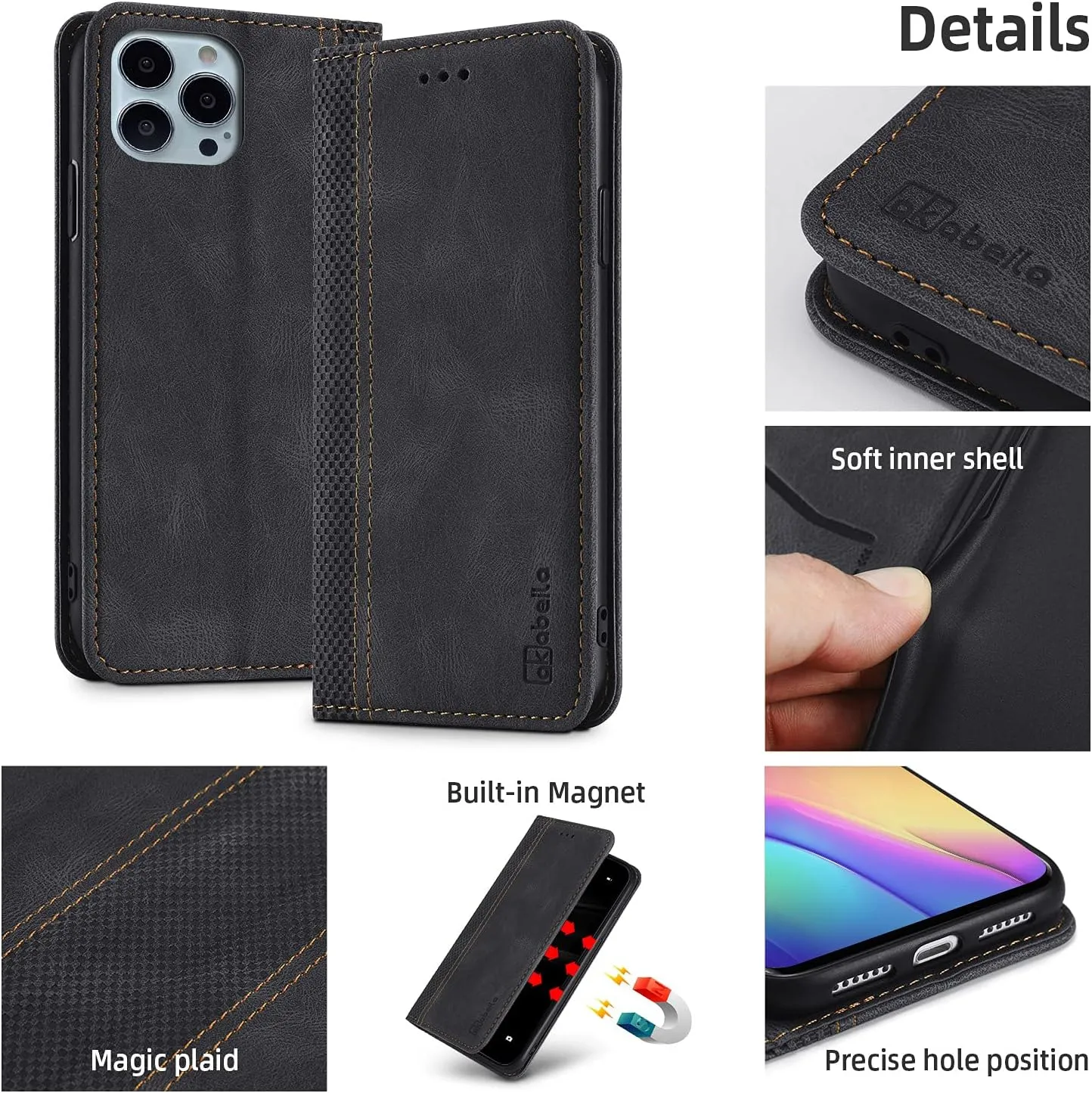 Mobile Phone Case Compatible with Motorola Moto G75 5G Case Protective PU Leather Flip Case Stand Wallet Folding Case Bag Case with [Card Slot] [Stand Function] [Magnetic] Black