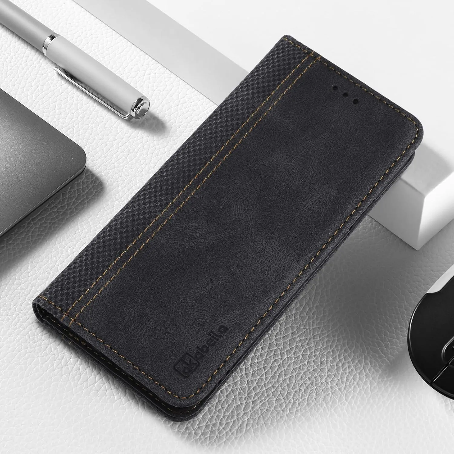 Mobile Phone Case Compatible with Motorola Moto G75 5G Case Protective PU Leather Flip Case Stand Wallet Folding Case Bag Case with [Card Slot] [Stand Function] [Magnetic] Black