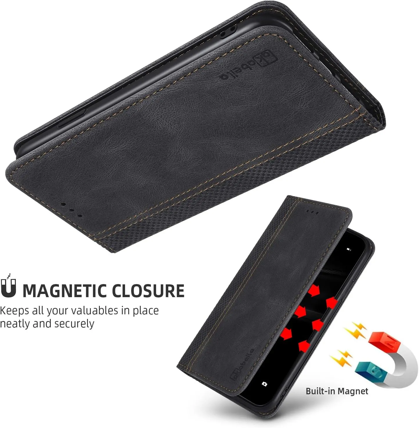 Mobile Phone Case Compatible with Motorola Moto G75 5G Case Protective PU Leather Flip Case Stand Wallet Folding Case Bag Case with [Card Slot] [Stand Function] [Magnetic] Black