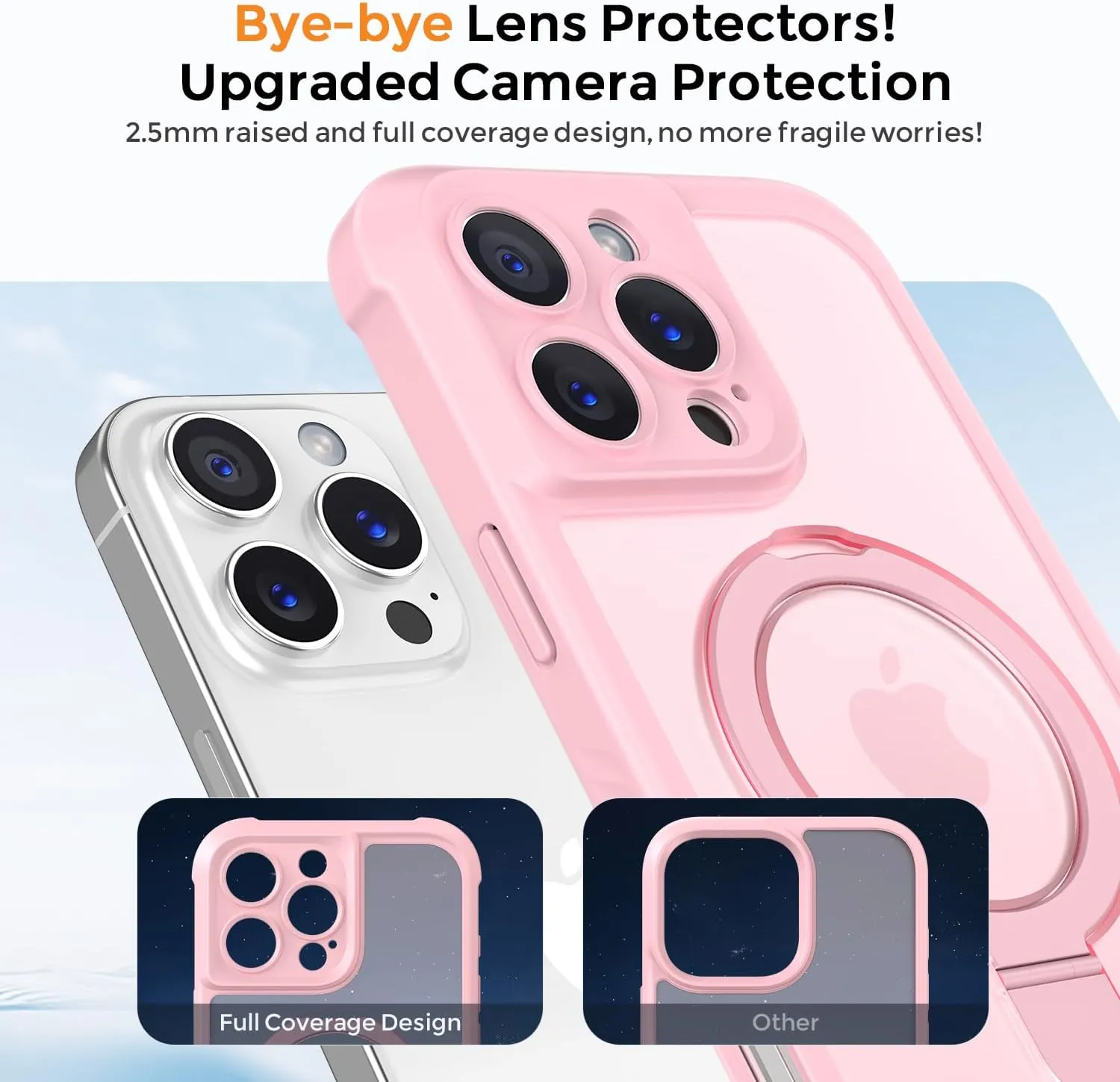 MOCCA Design for iPhone 16 Pro Case with Magnetic Invisible Stand [Full Camera Protection] [Compatible with Magsafe] Military Drop Shockproof Translucent Matte Phone Case Cover 6.3",Pink