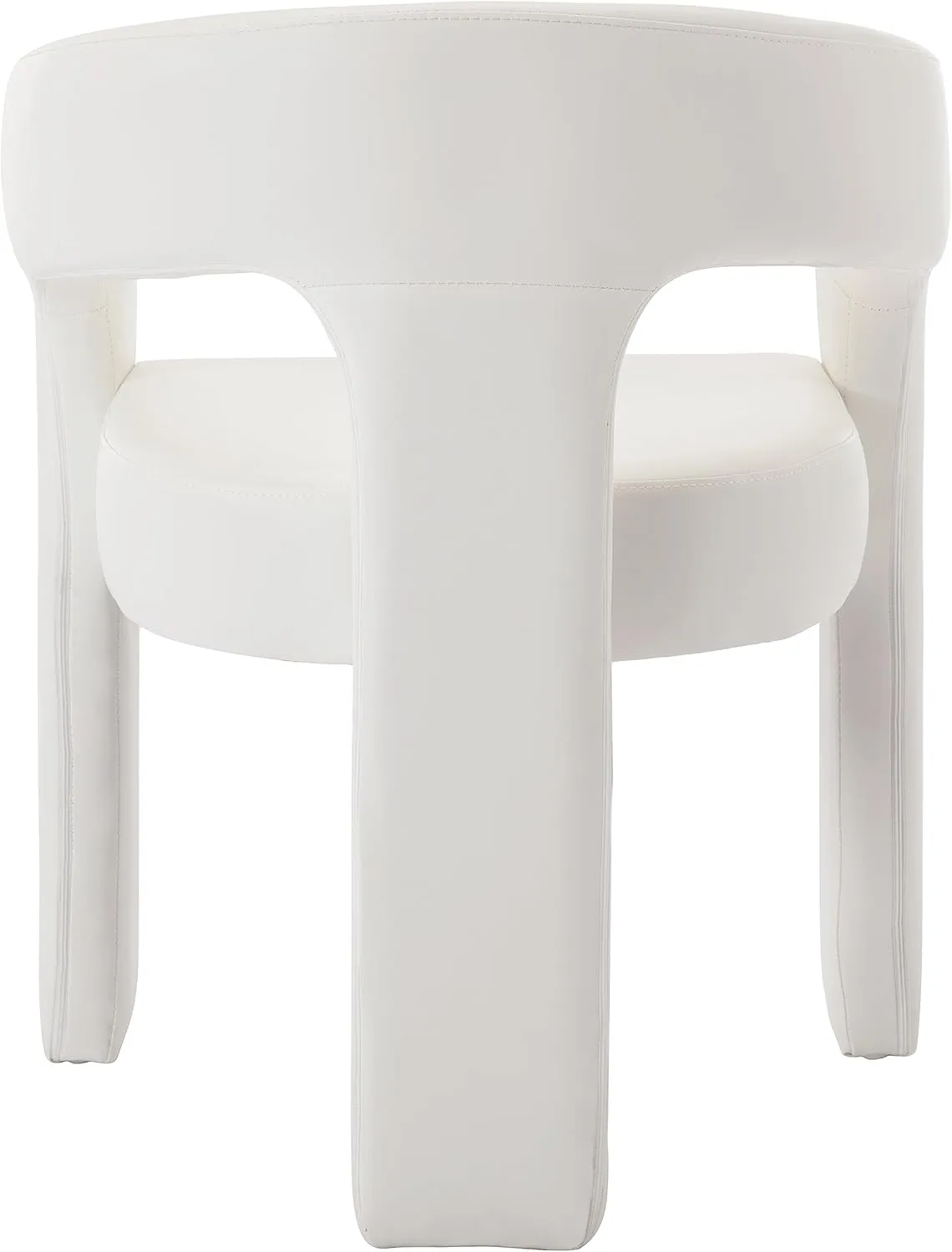 Modern Barrel Dining Chair, PU Leather Upholstered Accent Side Chair with Arms Comfy Makeup Vanity Chair, Dining Living Room Kitchen Chair, White