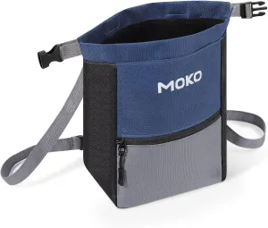 MoKo Chalk Bag for Rock Climbing, Large Capacity Climbing Chalk Bag with Magnetic Snap and Zipper Pocket, Portable Chalk Bucket for Rock Climbing, Weight Lifting, Bouldering, Gymnastics, Fitness