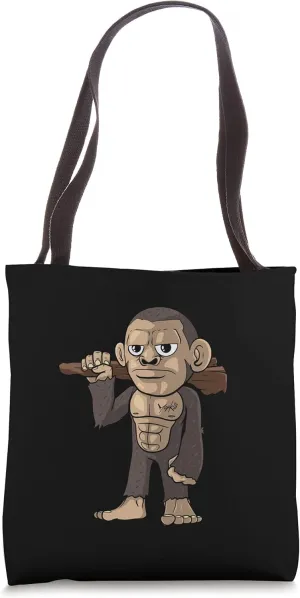 monkä Neanderthal Monkey with Club Tote Bag