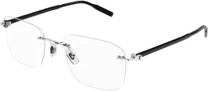 Mont Blanc MB0222O 001 Eyeglasses Men's Silver/Black Rimless 55mm