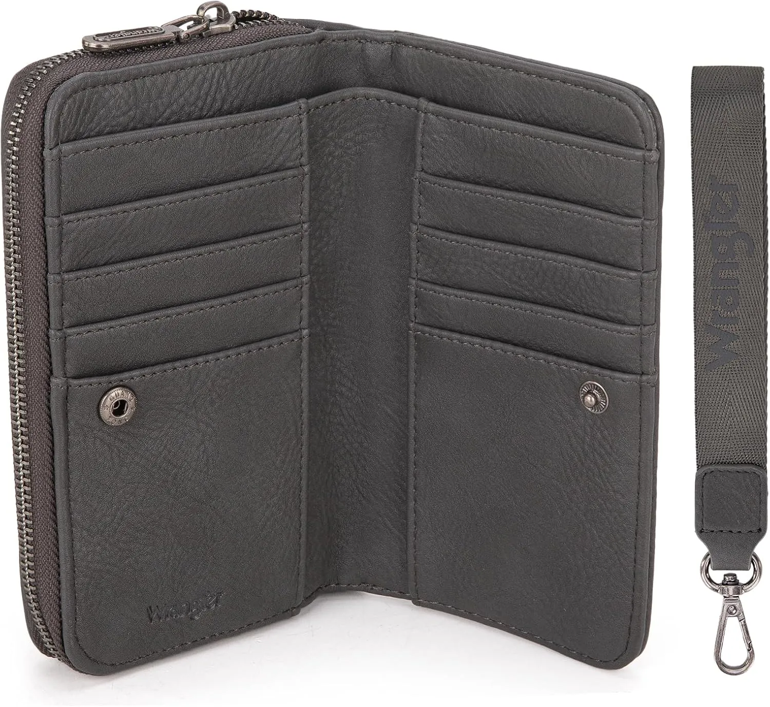 Montana West Wrangler Large Capacity Wallets Women with Wristlet and Metal Smooth Zipper