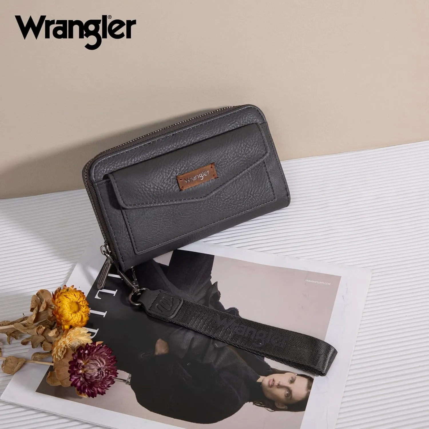 Montana West Wrangler Large Capacity Wallets Women with Wristlet and Metal Smooth Zipper