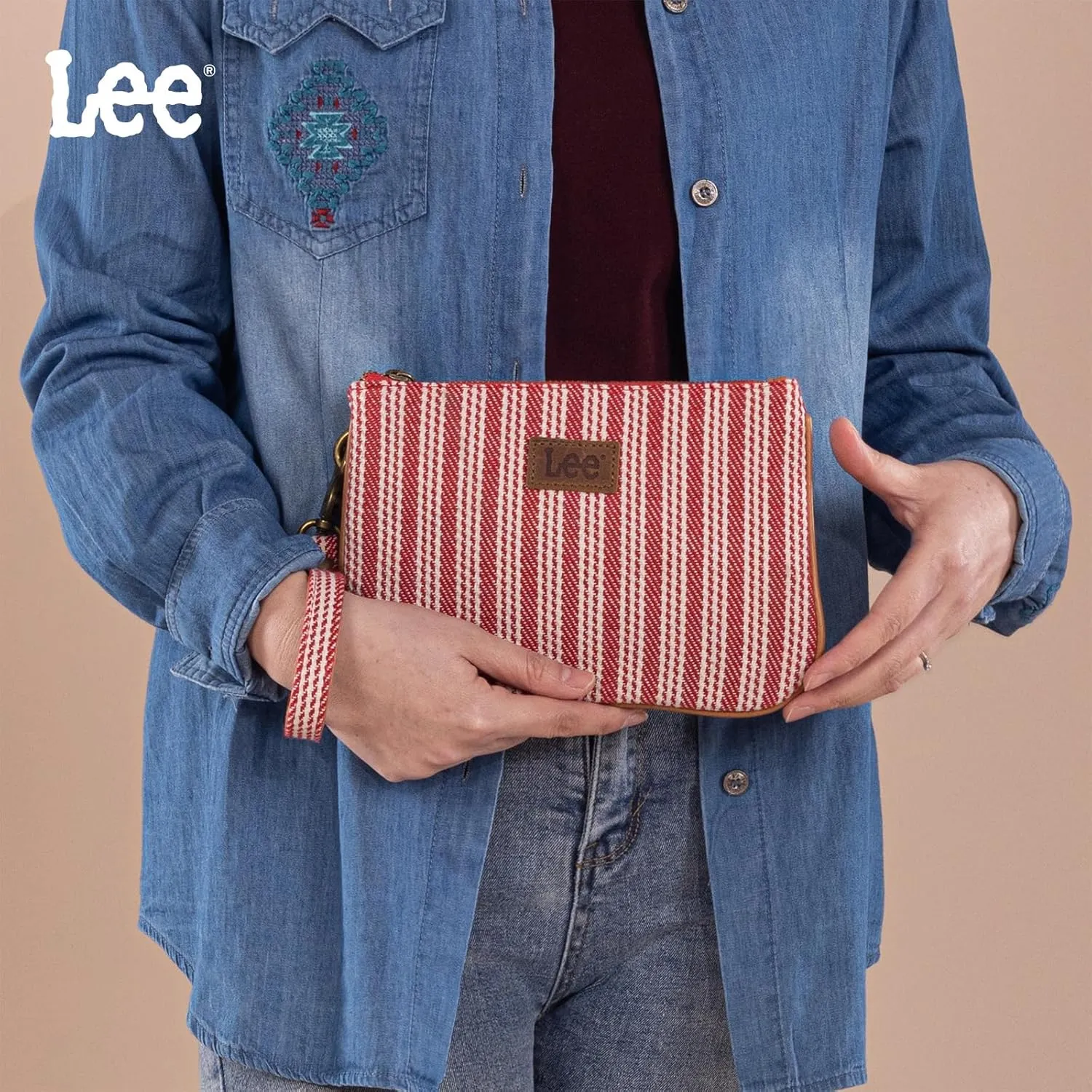 Montana West x Lee Large Wristlet Wallets for Women Striped Slim Cell Phone Clutch Purses Handbag with Wrist Strap