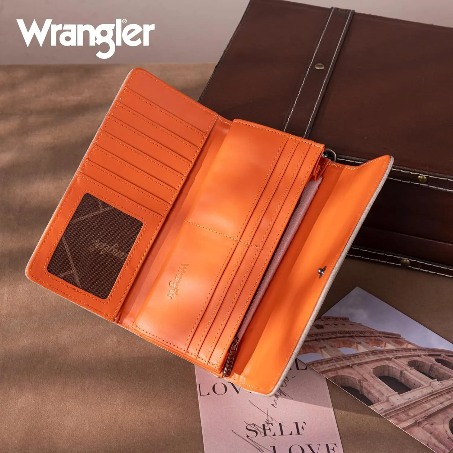 Montana West X Wrangler Wallet for Women Phone Wristlet Wallet Ladies Felame Large Capacity Clutch Wallets with Coin Purse